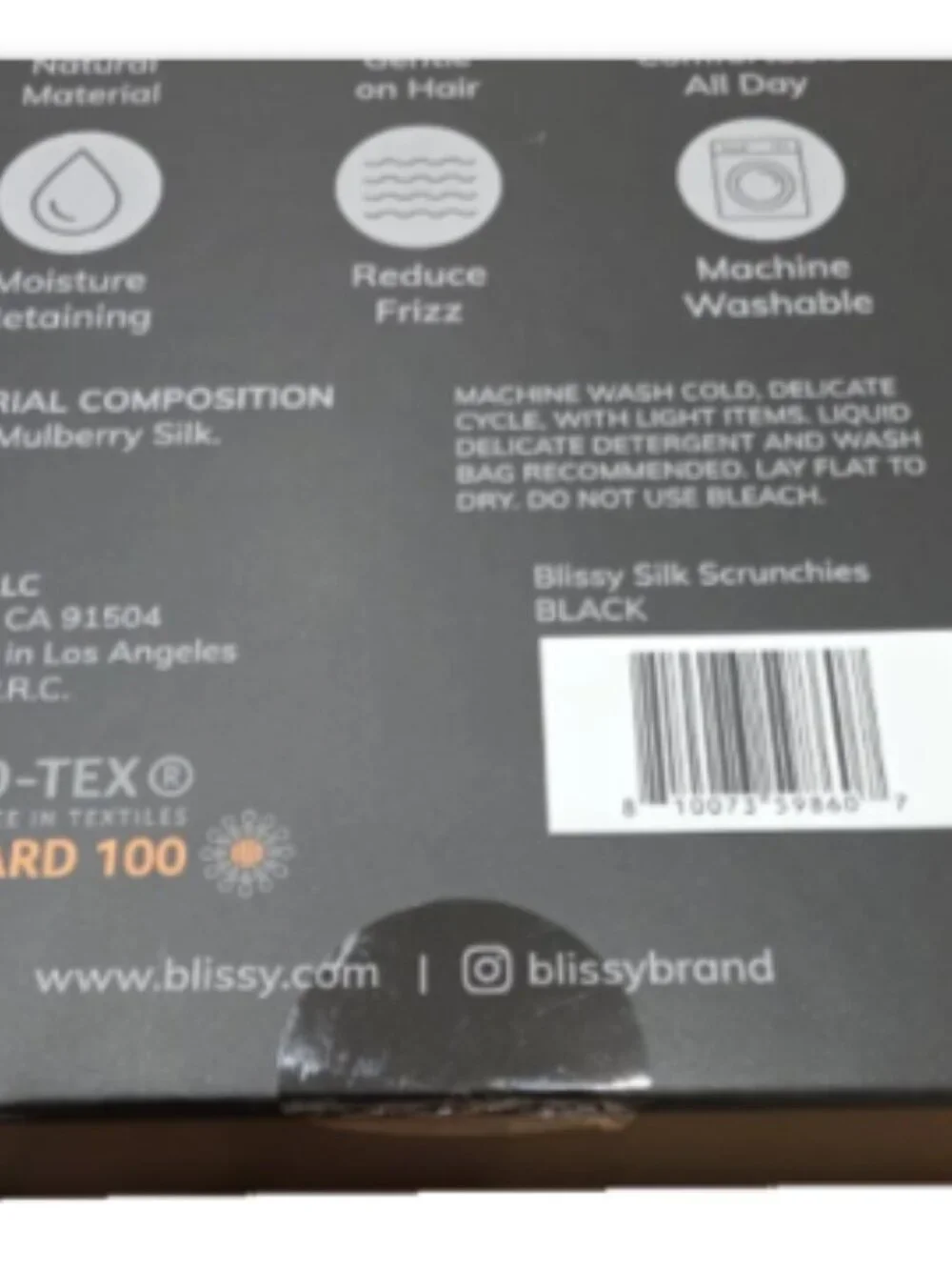 Brand New & Sealed Blissy 6-Pack Scrunchies – 100% Mulberry Silk-Black